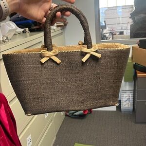 Elegant Brown and Tan Woven Tote Bag